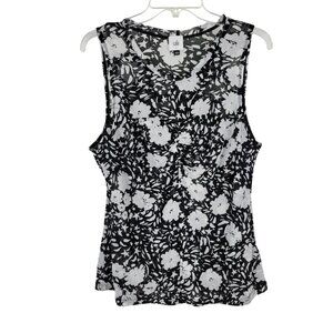 Cabi Mesh sheer Flower Burst Top Floral Sheer Tank Large 6105 Ruched Indie Boho